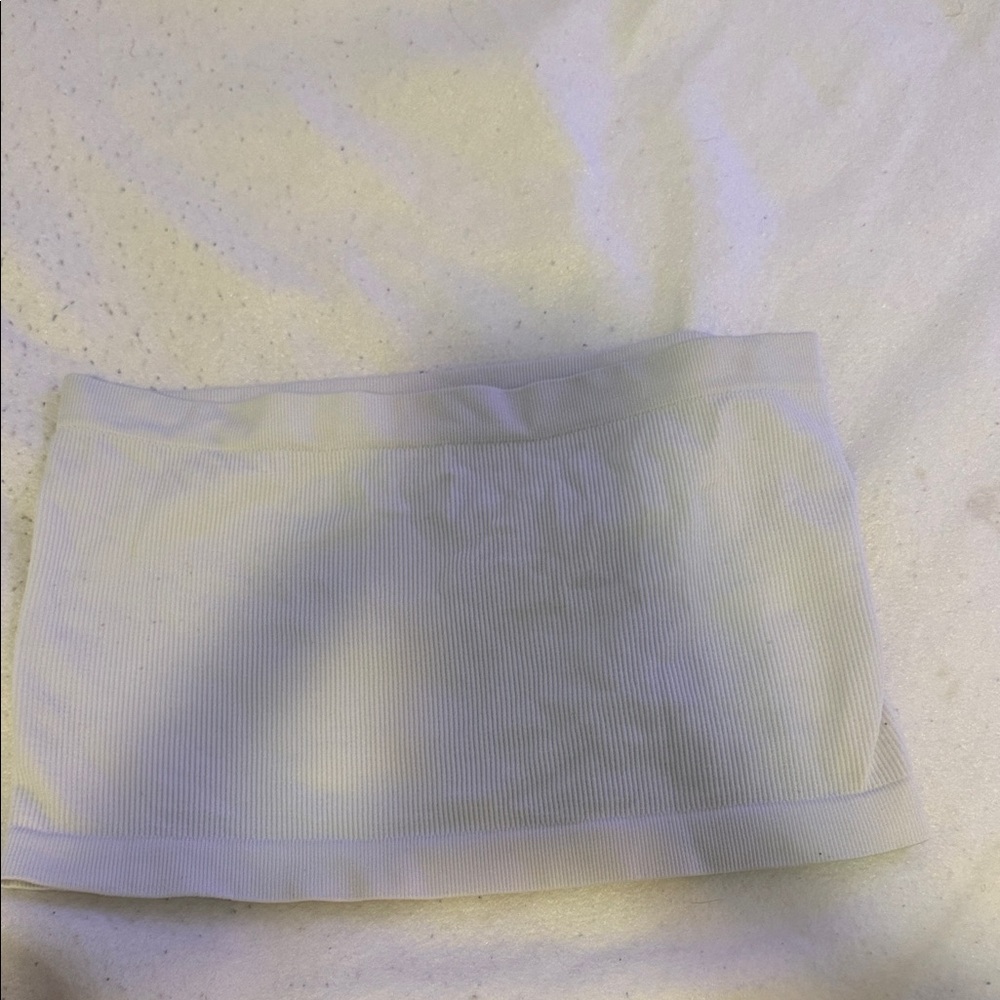 Forever 21 White Ribbed Tube Crop Top